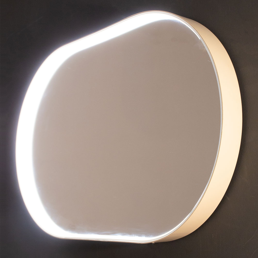 Oval brass mirror with LED lighting