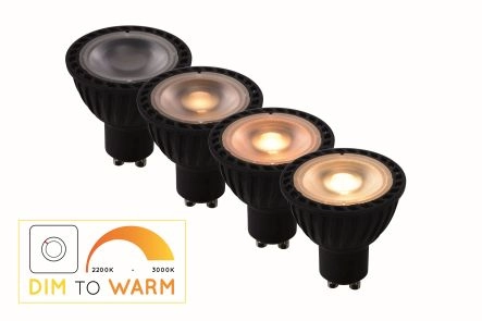 LU 49009/05/30 Lucide MR16 - Led bulb - Ø 5 cm - LED Dim to warm - GU10 - 1x5W 2200K/3000K - Black