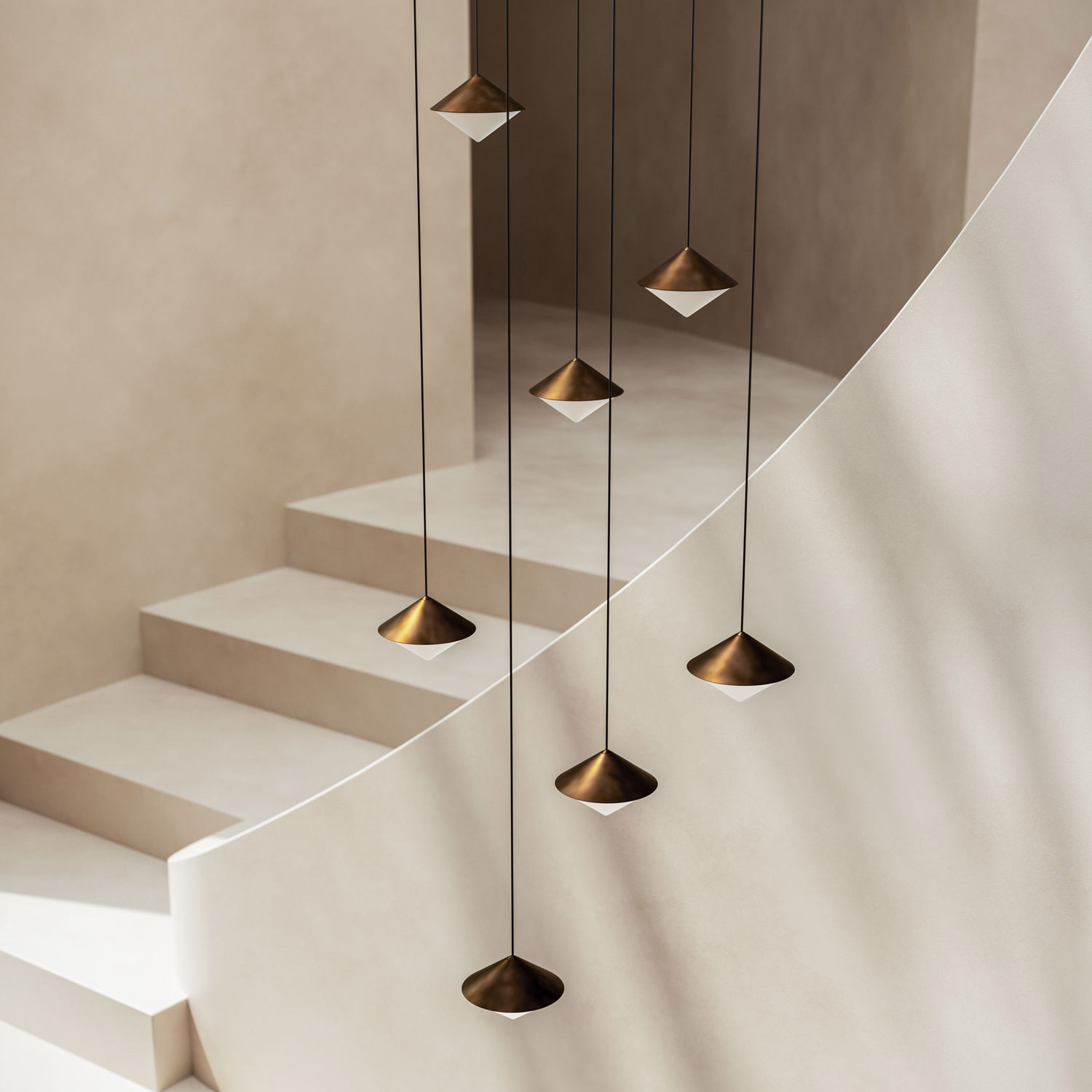 Horizon brass suspension lamp by Il Fanale