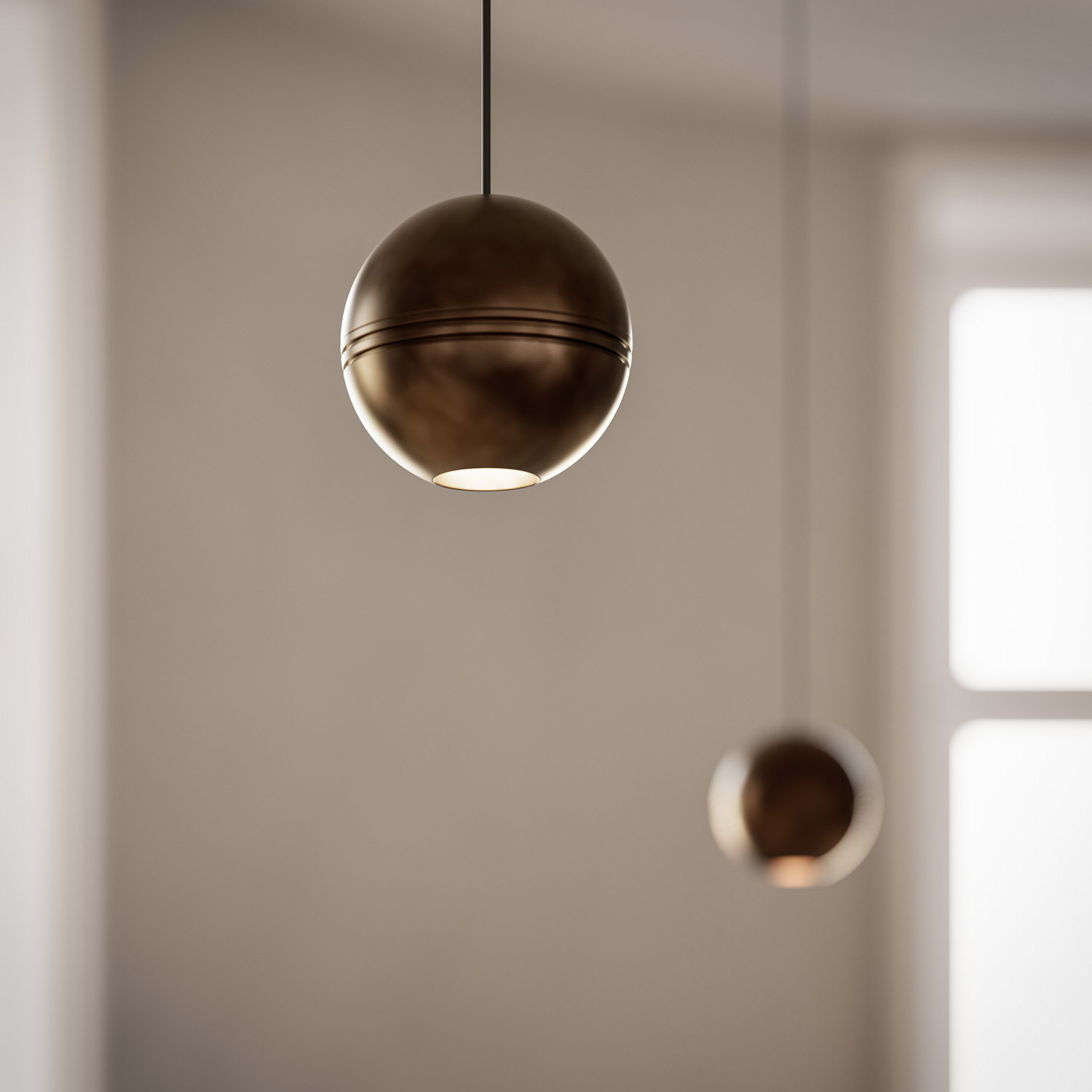 Groove brass suspension light by Il Fanale