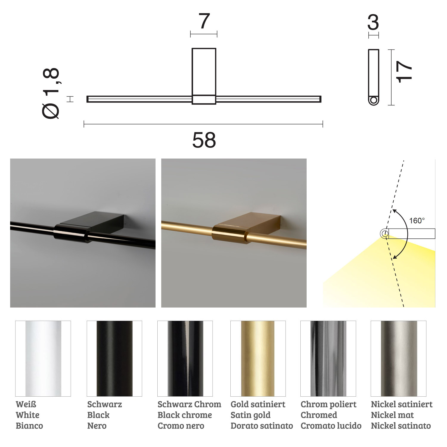 Wandlampe Lancia klein 4567 von Egoluce