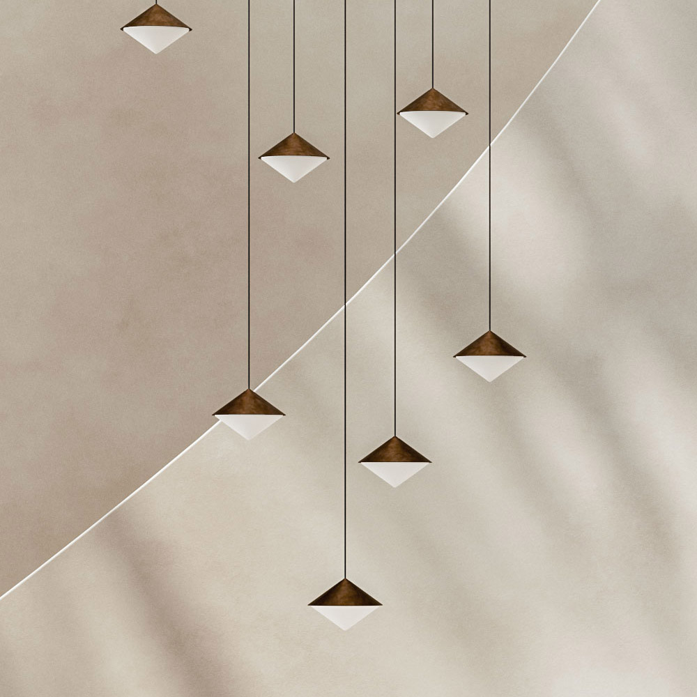 Horizon brass suspension lamp by Il Fanale