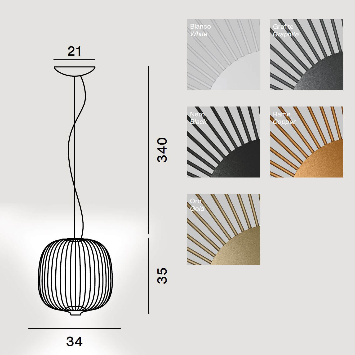 Spokes 2 piccola Hängelampe von Foscarini