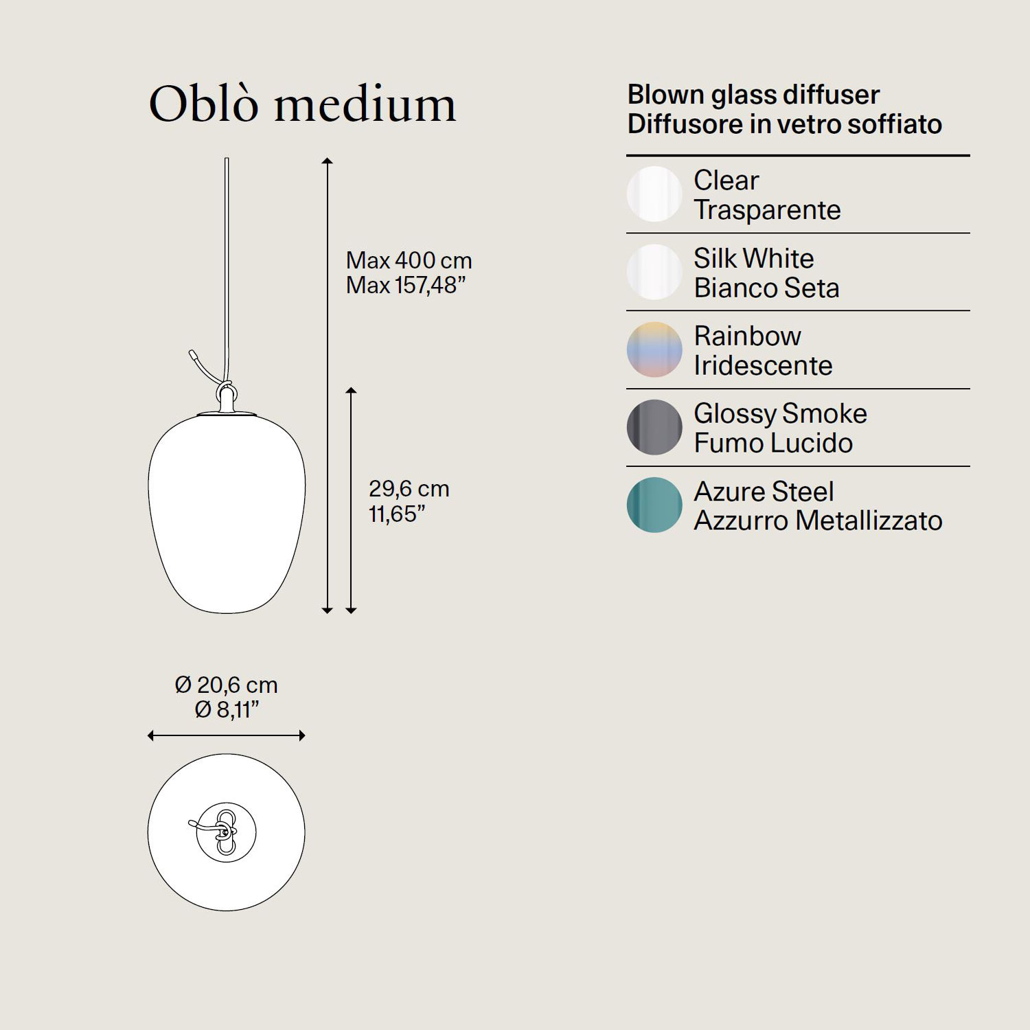 Oblò Medium pendant light by Lodes