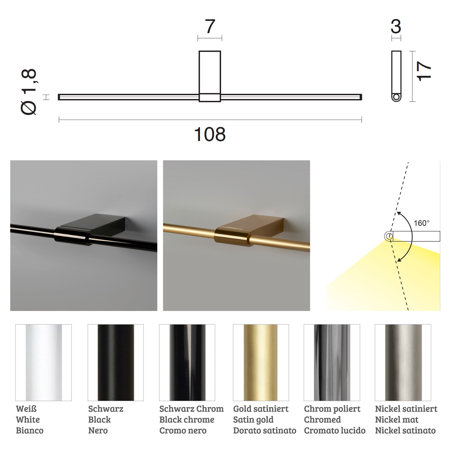 Wandlampe Lancia groß 4568 von Egoluce